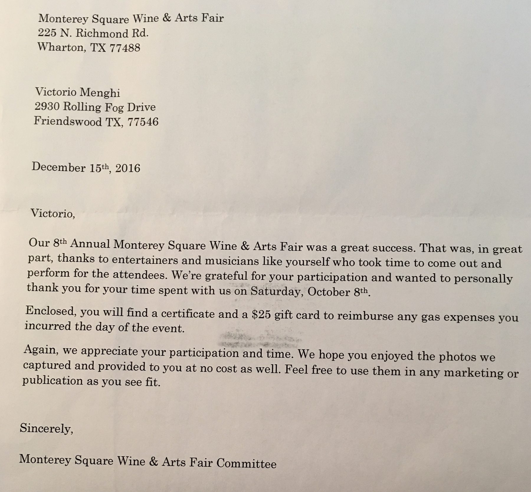 Monterrey Festival · Carta Monterrey